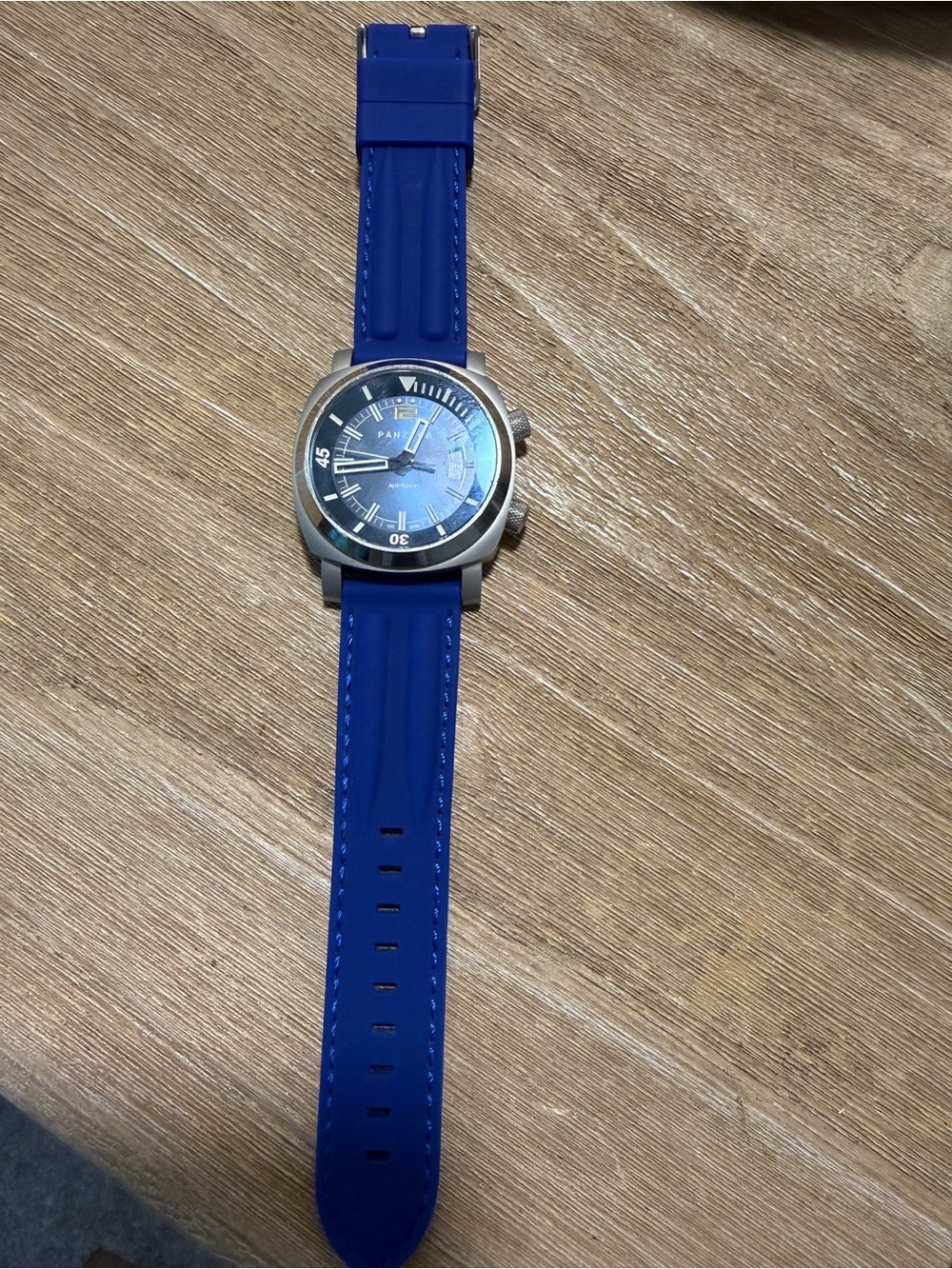 Panzera Blue Dial Automatic Dive Watch with Blue Strap - Picture 3 of 5